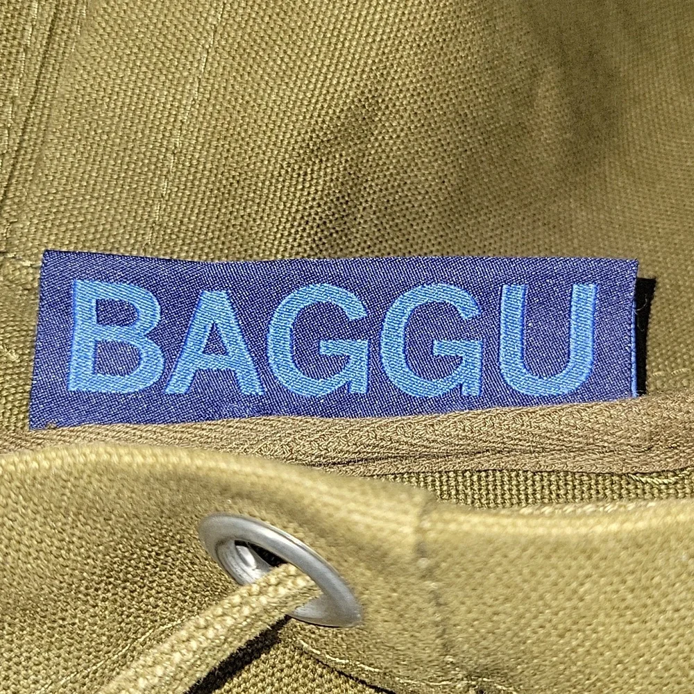 Baggu Olive Green Canvas Drawstring Backpack